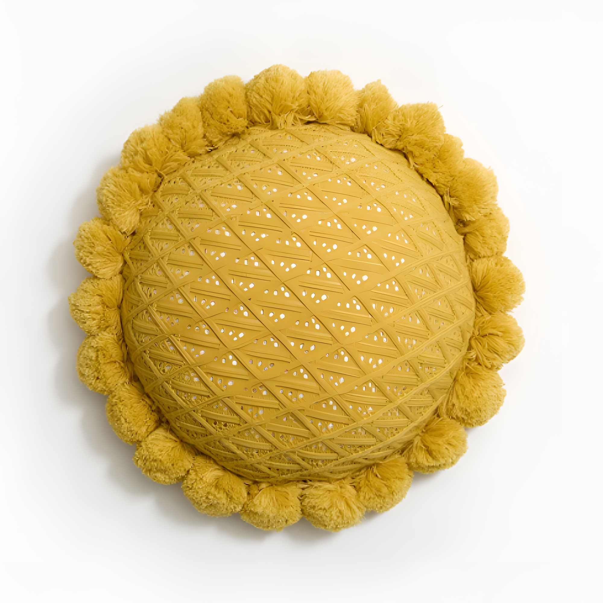 Chic Sunflower Pom-Pom Cushion Yellow