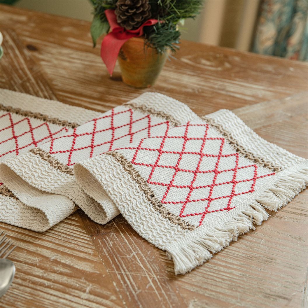 Boho Cotton Tassel Table Runner