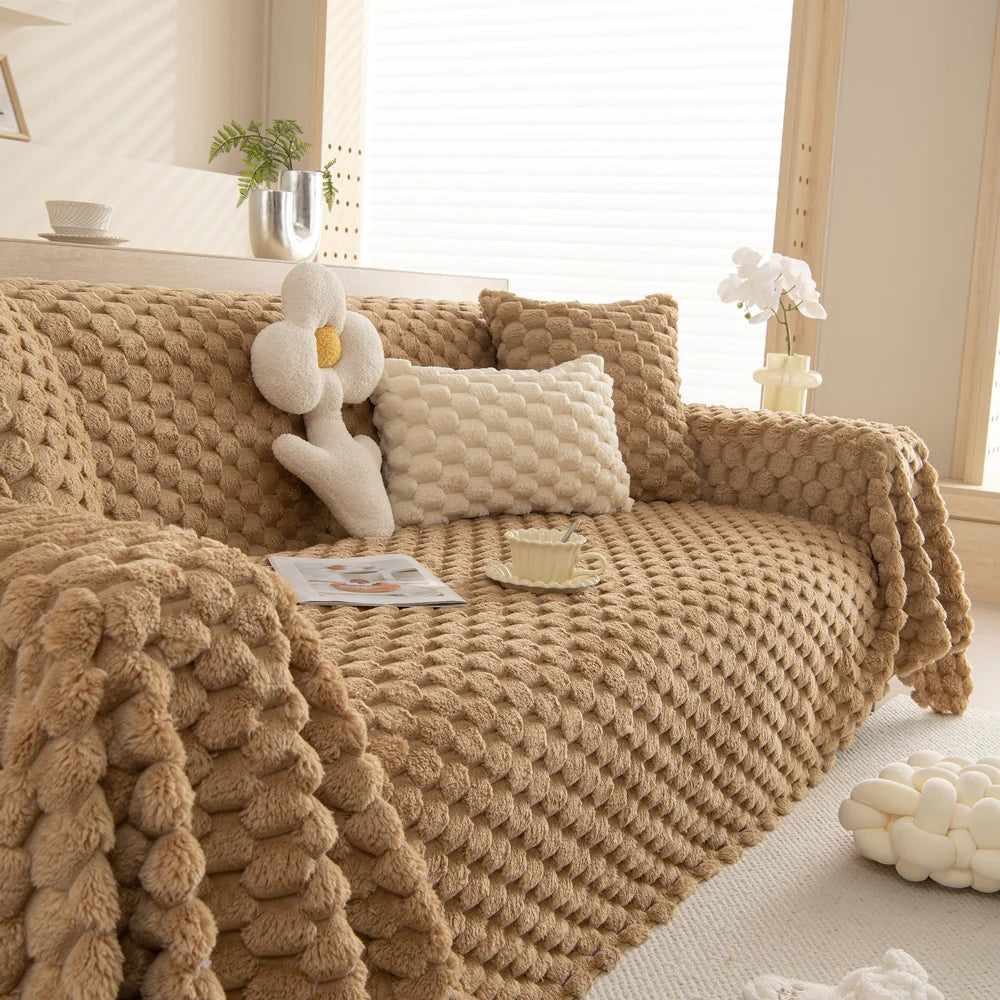 Tufted Rabbit Faux Sofa Cover Kahki