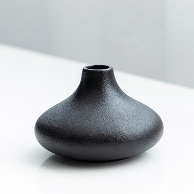MidNight Black Textured Ceramic Vases Hydria