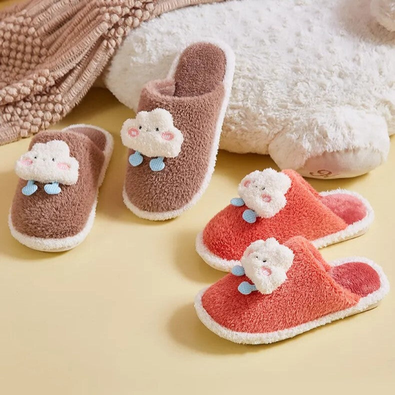 Women Cozy Plush Slippers - Cloud Design