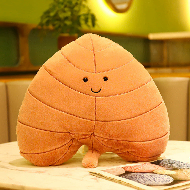 Fall Leaf Plush Throw Pillows Heart Leaf
