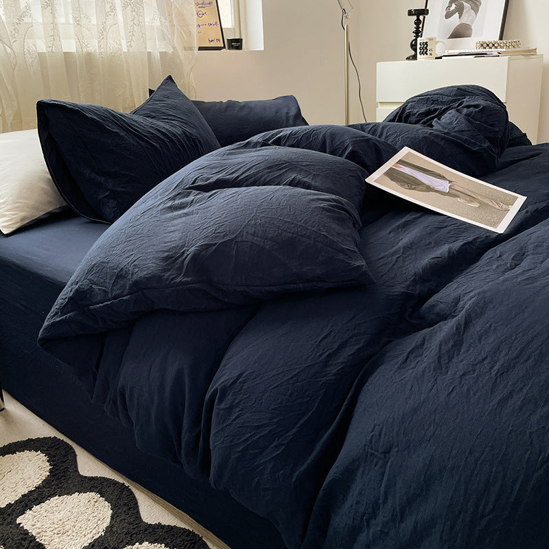 Washed Cotton Bedding Set (4PCS) Navy