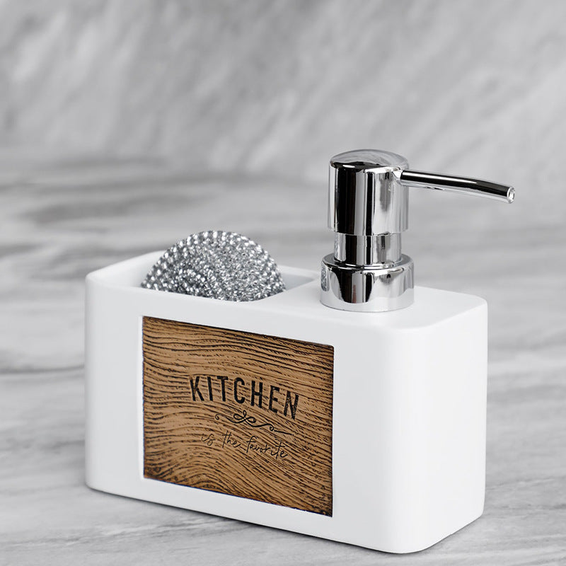 Kitchen Soap Dispenser with Sponge Holder White