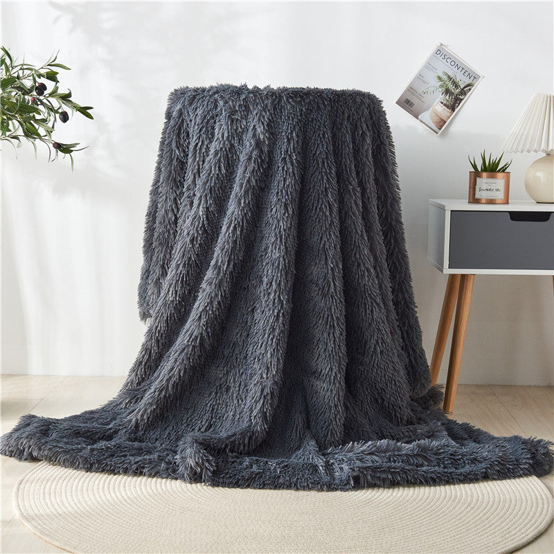 Faux Fur Snuggle Throw Blanket Charcoal Gray