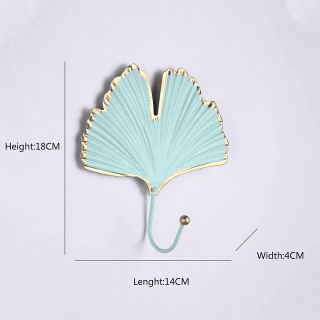 Nature's Foliage Metal Wall Hooks PowderBlue Ginkgo