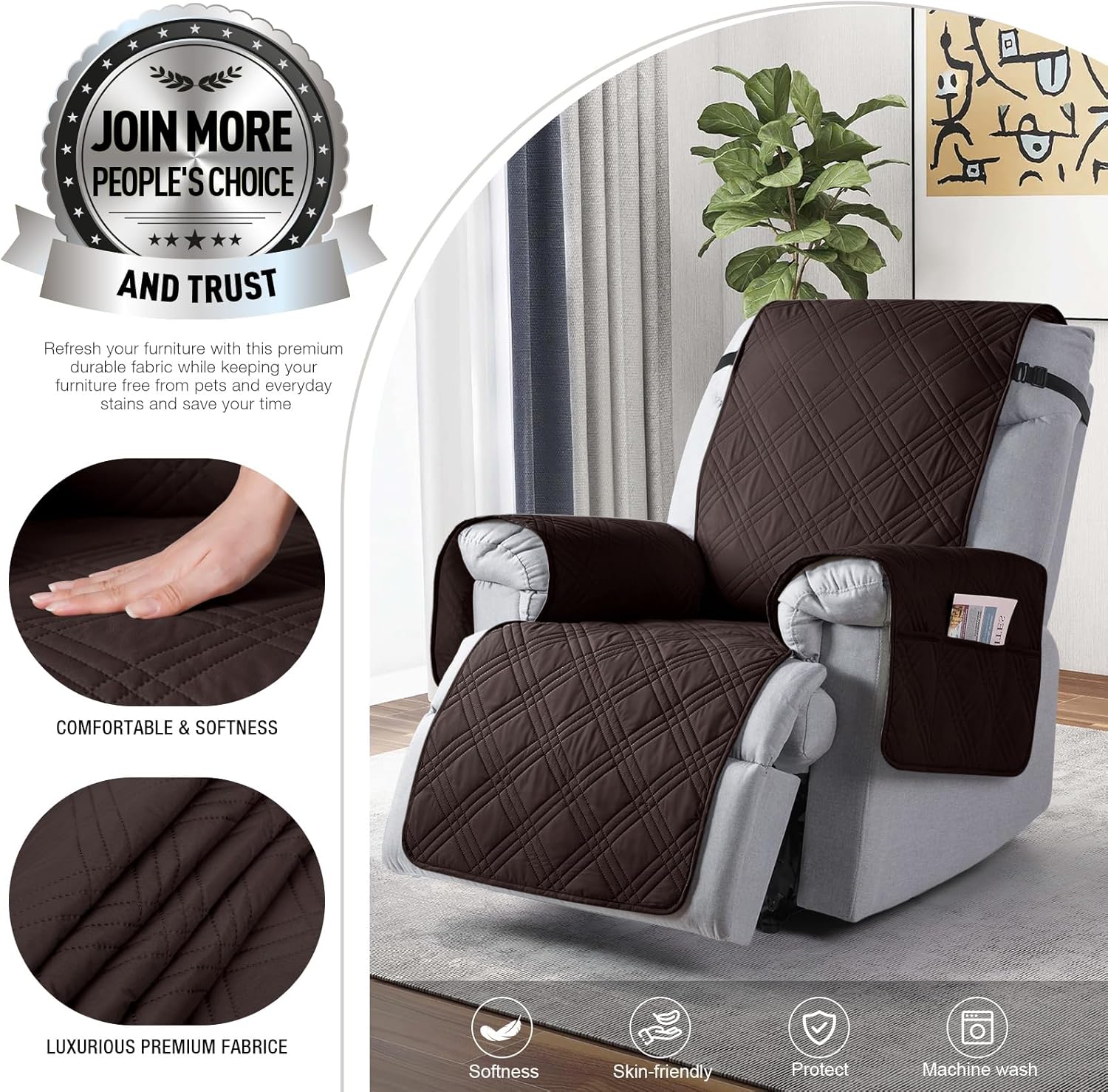 Waterproof Recliner Slipcover - Non Slip & Pet Friendly
