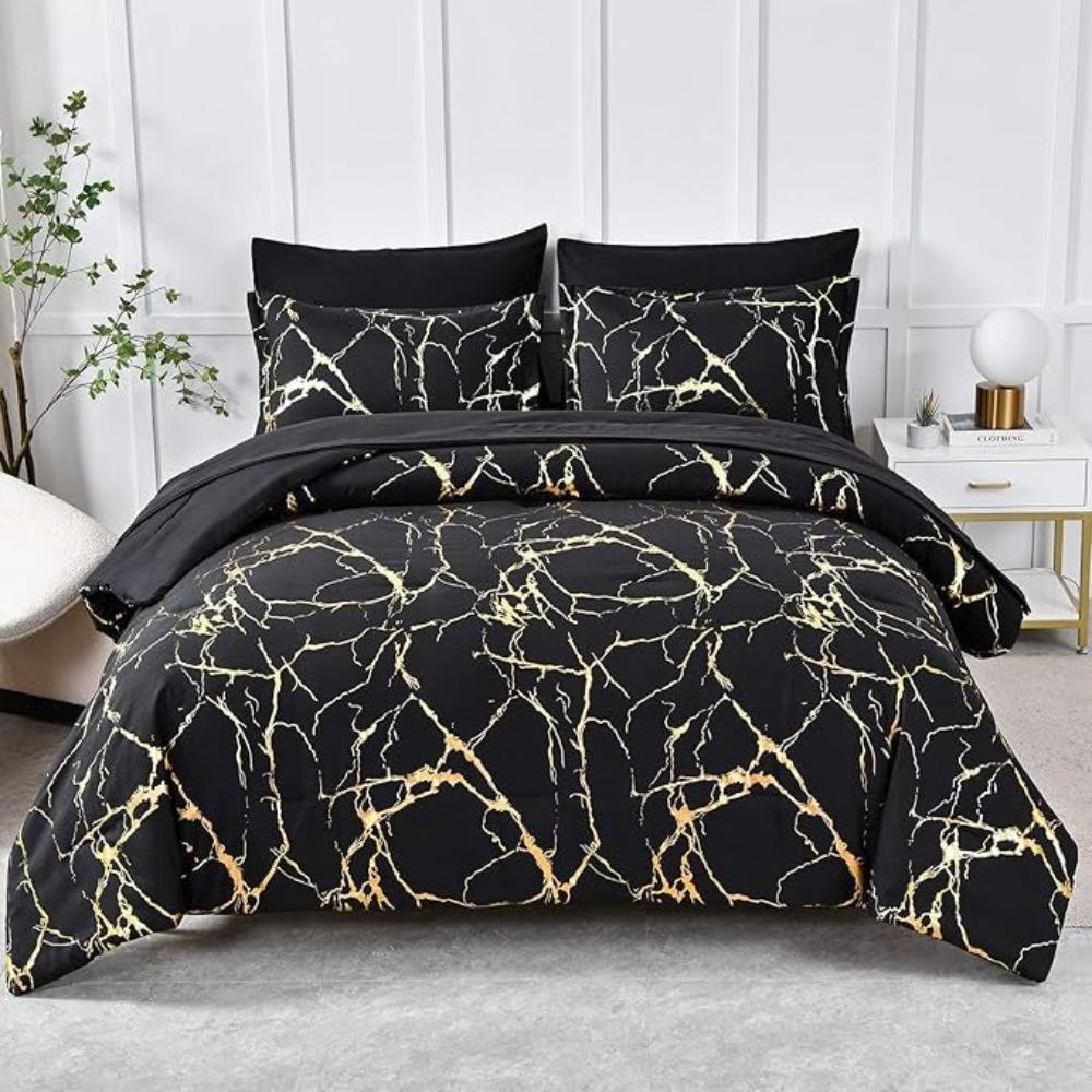 Lux Marble Premium Duvet Cover Set Black
