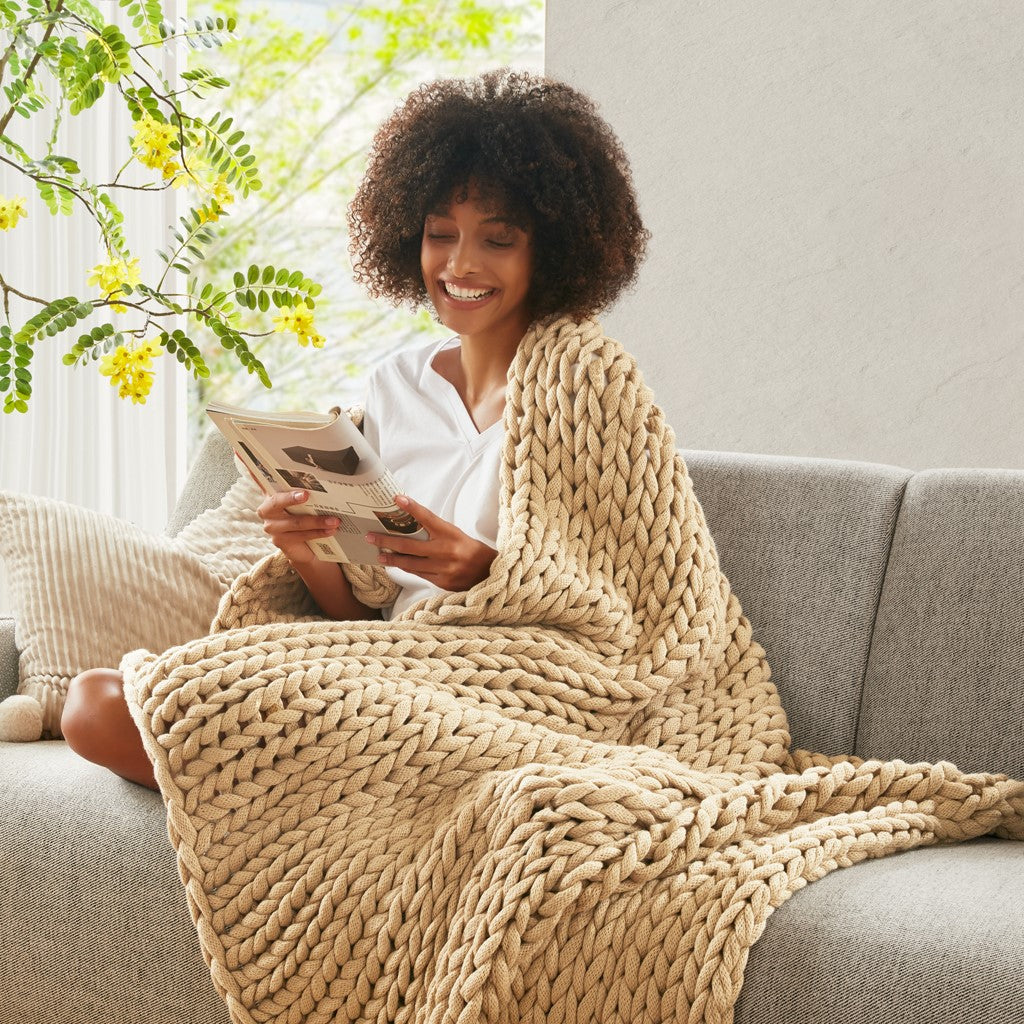 Chunky Double Knit Handmade Throw Blanket