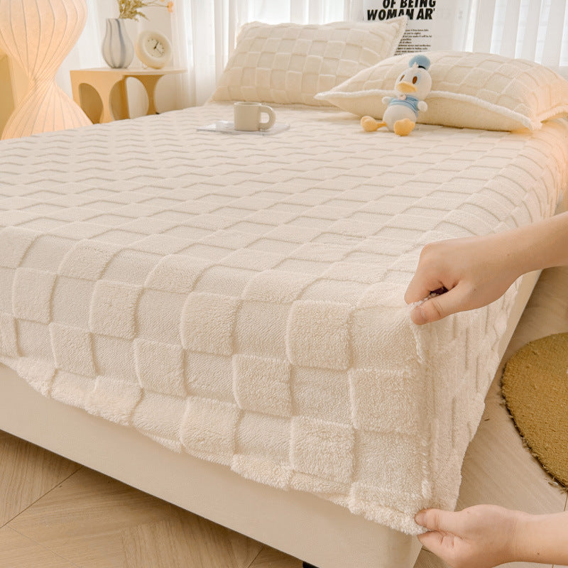 Quilted Velvet Fitted Sheet White