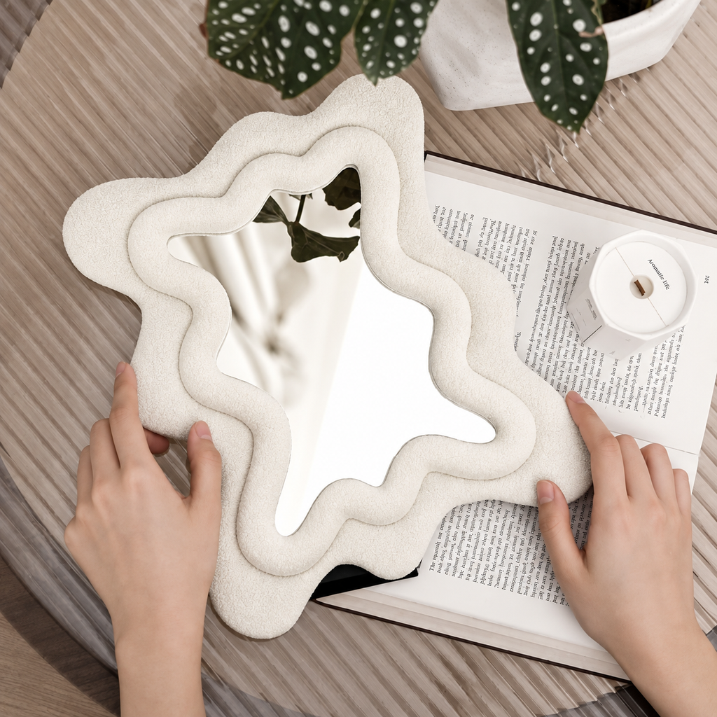 Flocked Wavy Tabletop Mirror