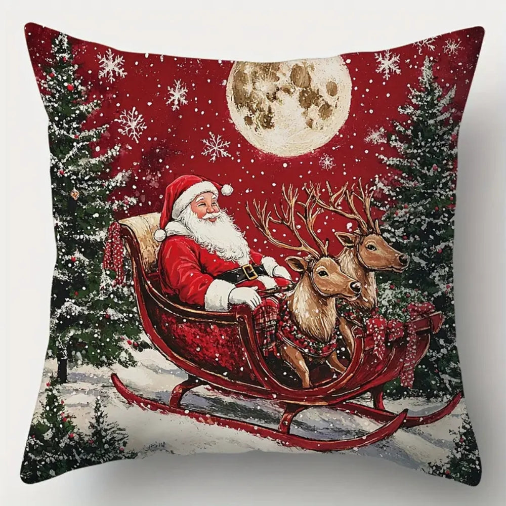 Santa’s Sleigh Christmas Cushion Cover Moonlit Sleigh
