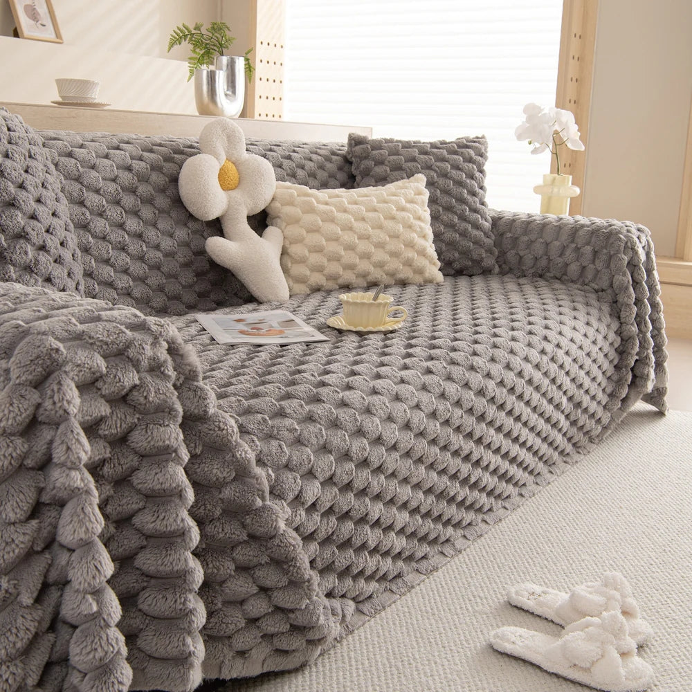 Tufted Rabbit Faux Sofa Cover Gray