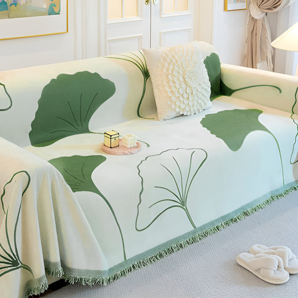 Pastoral Style Ginkgo Leaf Sofa Cover Forest
