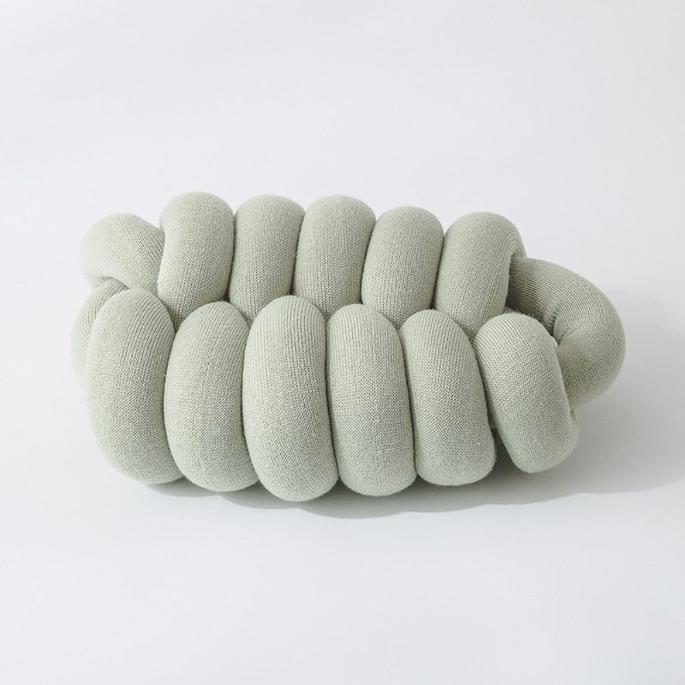 Splendid Ellipse Knotted Plush Cushion Jade Green 18"x10"x6"