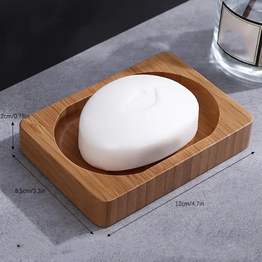 Natural Wooden Soap Dish Pebble-Shaped Base