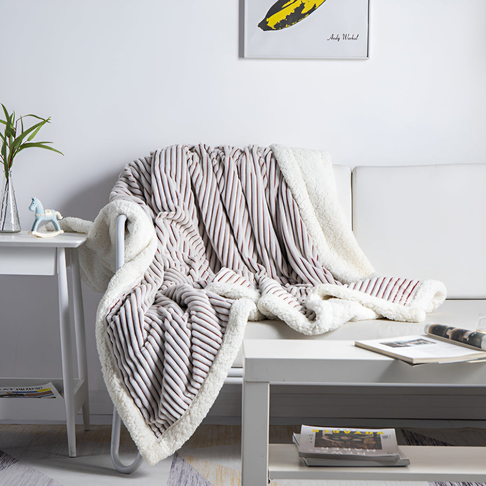 Fluffy Stripes Sherpa Blanket Ruby Stripes