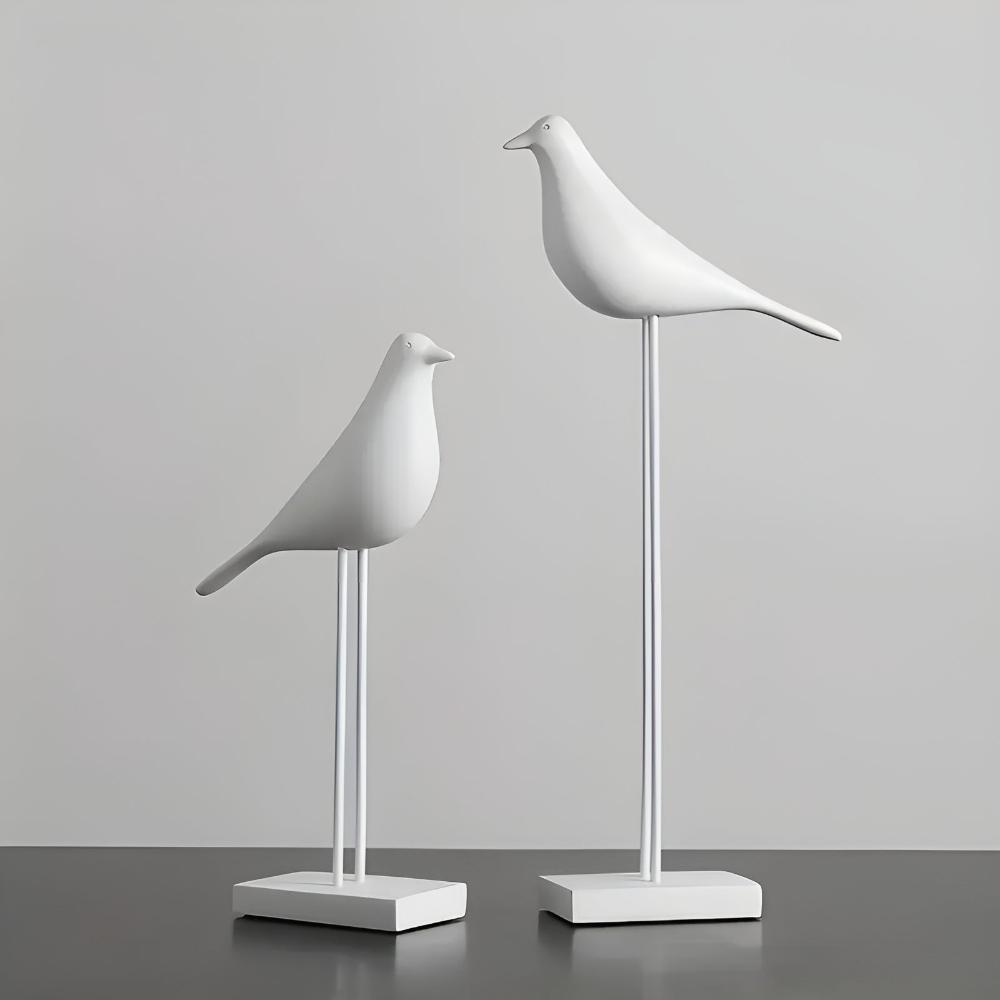Minimalist Bird Decor Figurines White