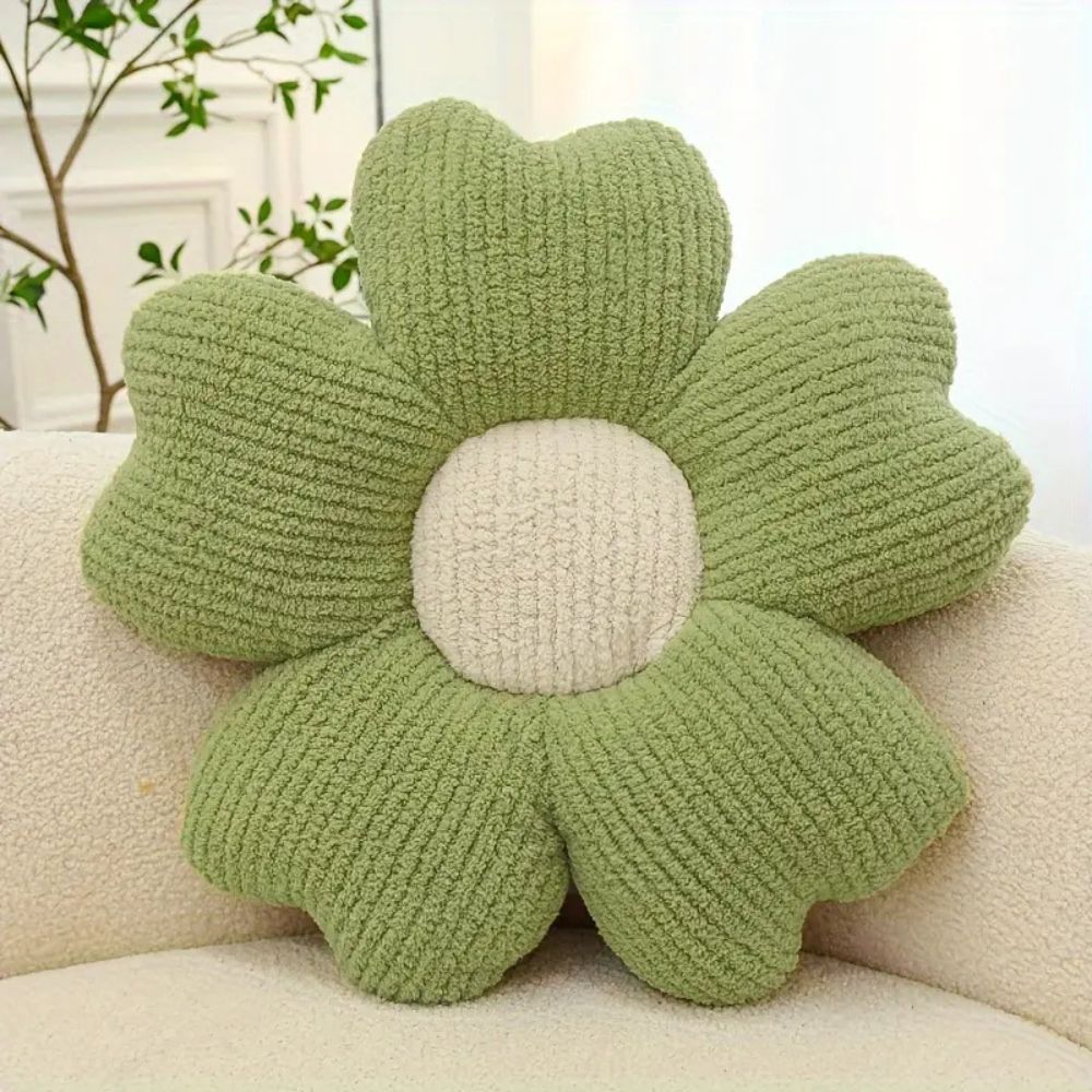 Flourish Flower Shaped Cushion Green 20"x20"