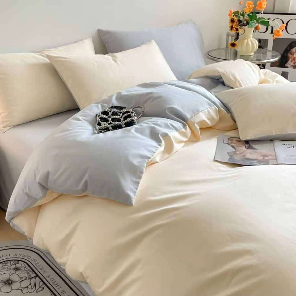 Lustova Cotton Duvet Cover | 3pcs Set Ivory Mist