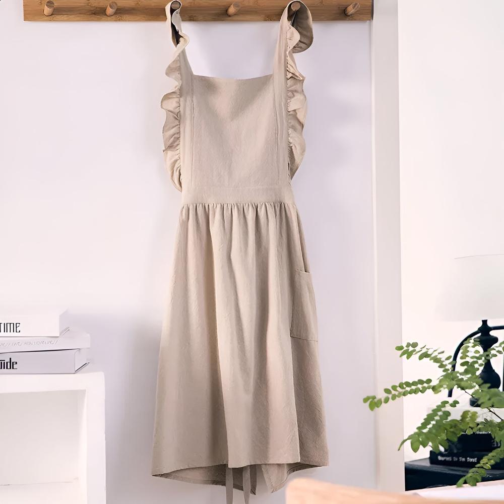 Lotus Leaf Lace Apron Beige