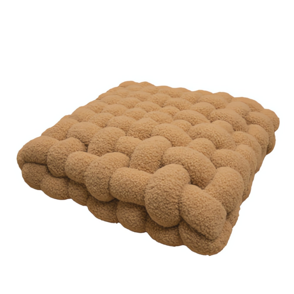 Plush Woven Knot Boucle Cushion Light Brown