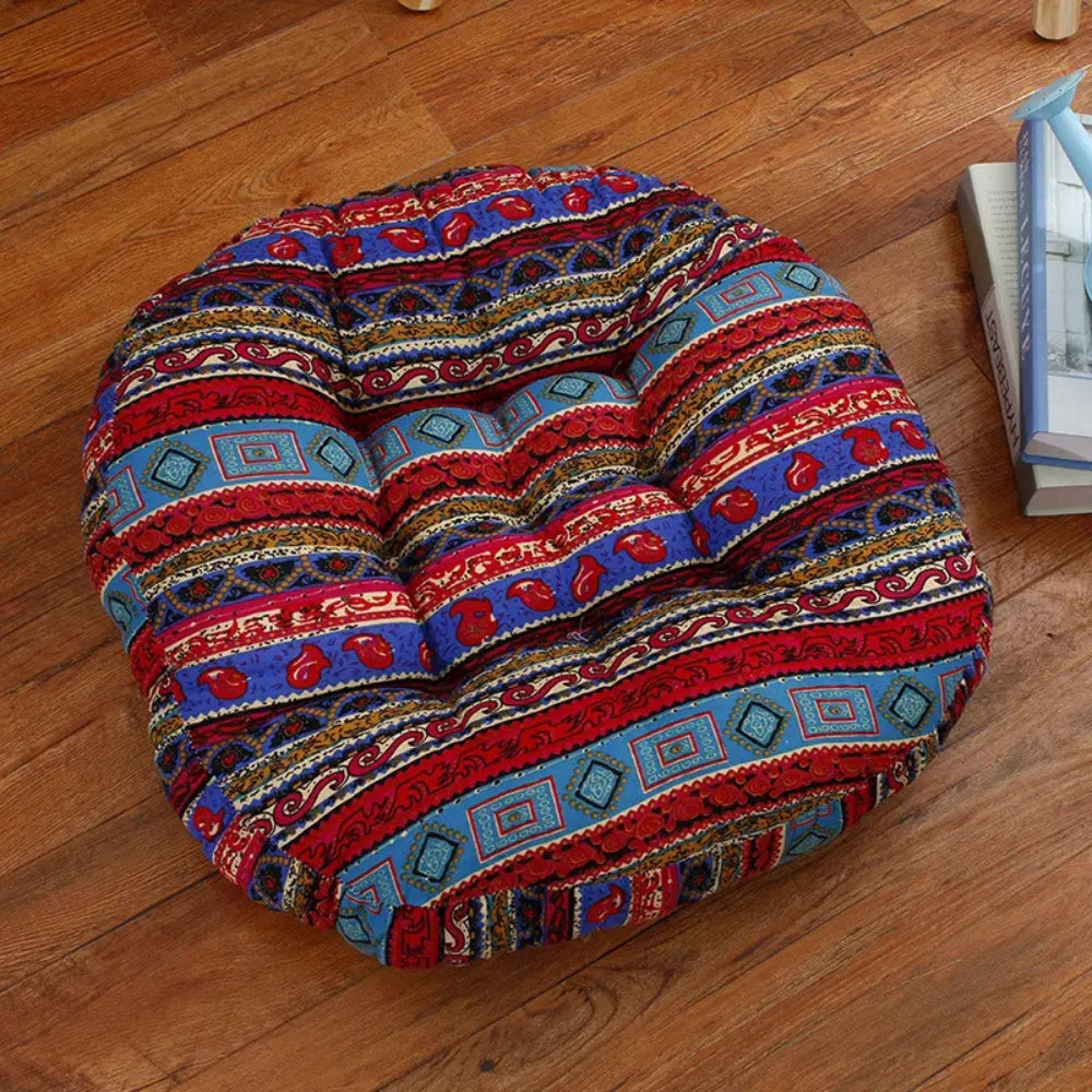 Round Boho Cushion Versatile Seating Classical Ethnic 18"