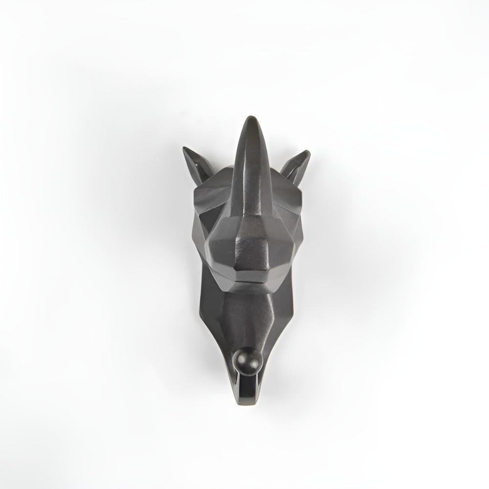 Animal Head Wall-Mounted Key Holder Onyx Rhino