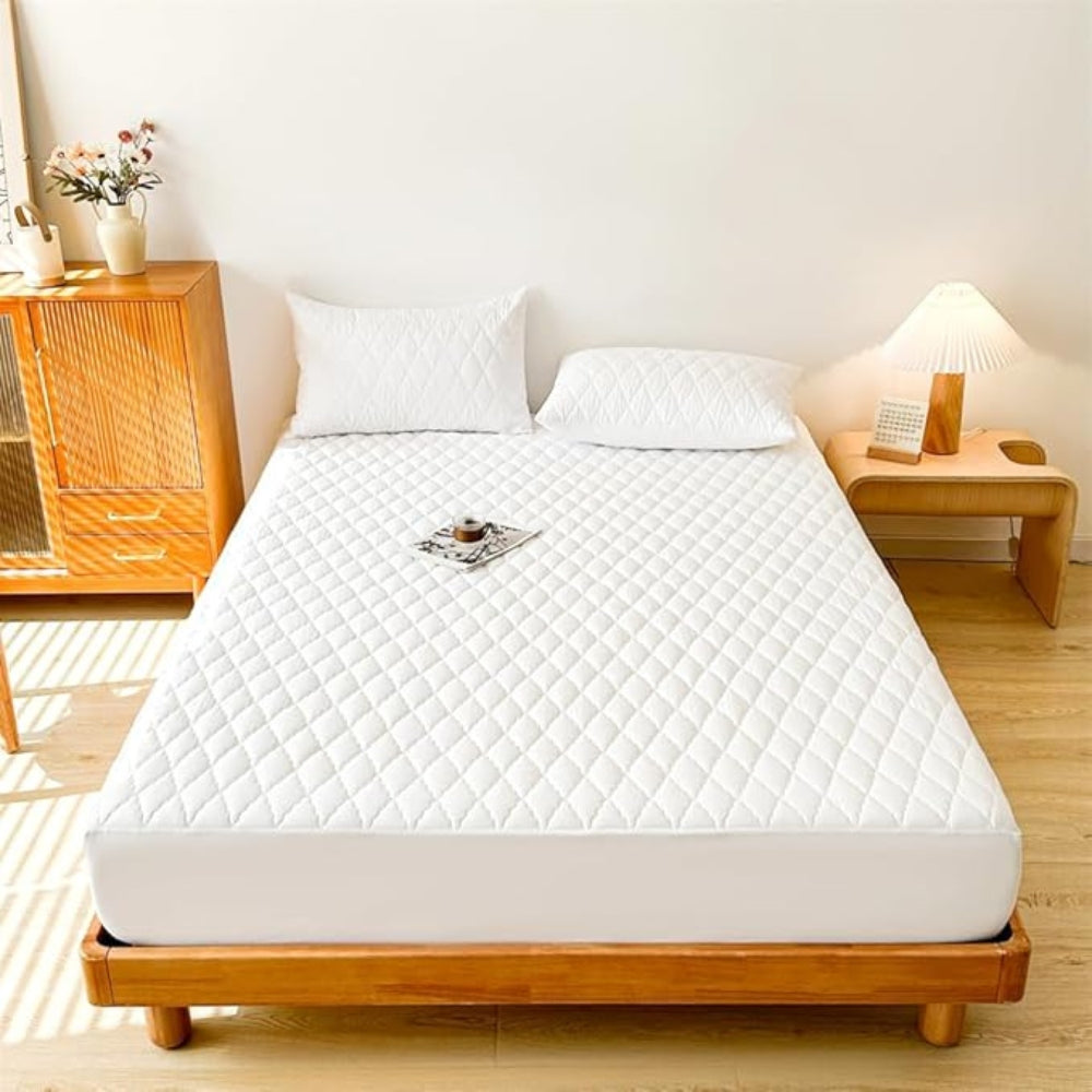 Luxurious Waterproof Fitted Sheet Set White