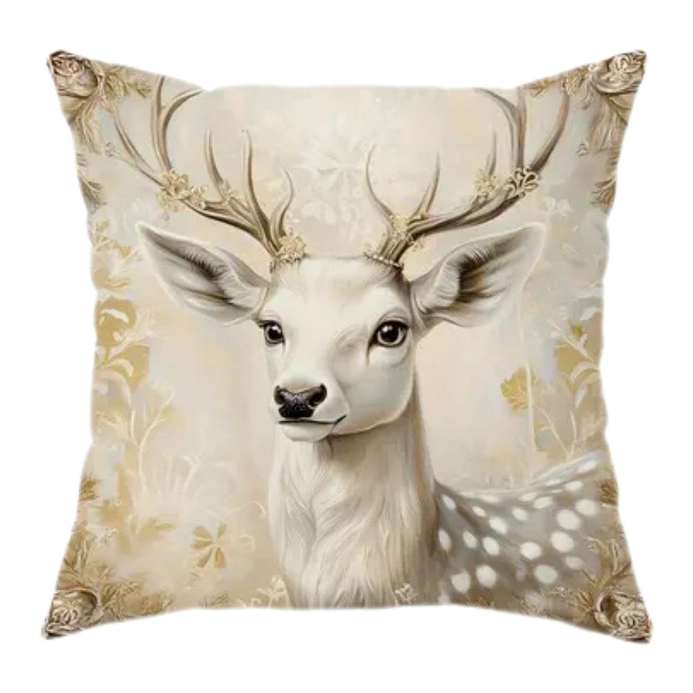 Golden Velvet Christmas Cushion Covers Deer 18"x18"
