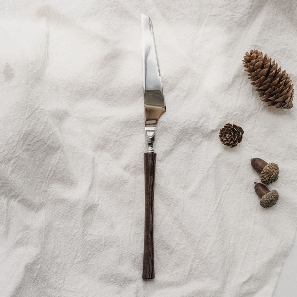 Vintage Walnut Wood Handle Flatware Set
