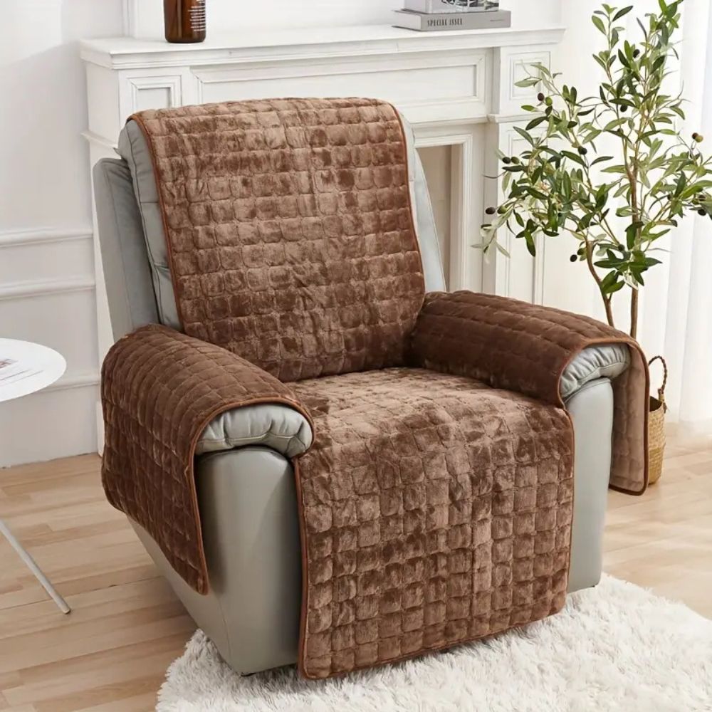 Velvet Grid Recliner Cover Rich Mocha
