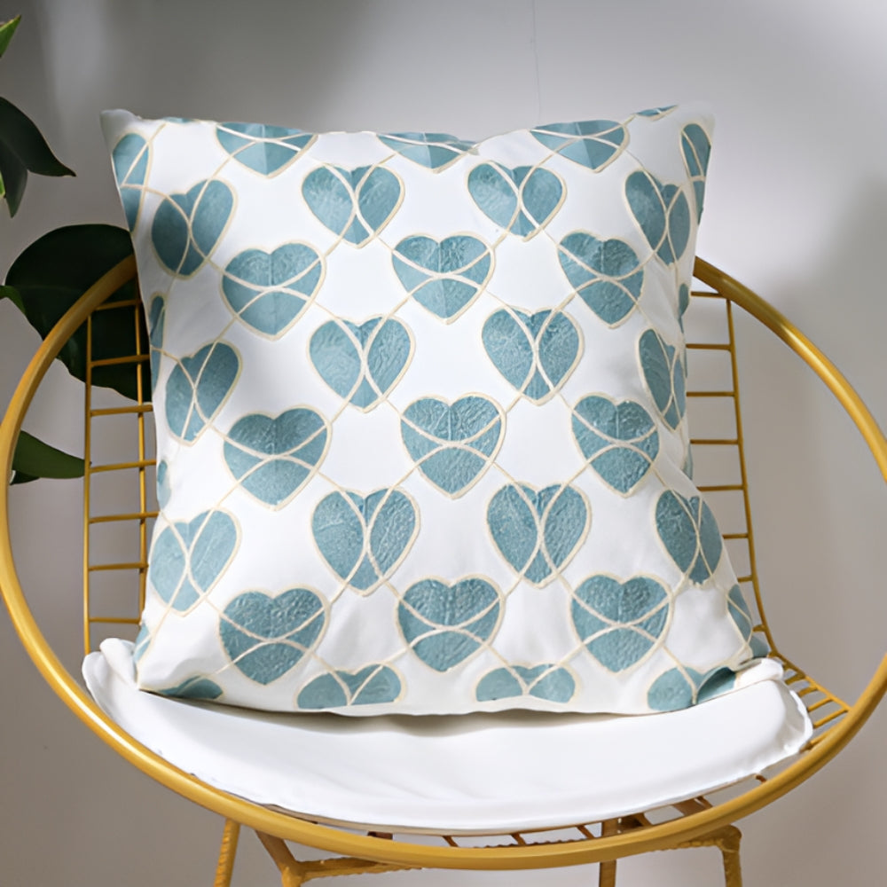 Ocean Treasures Embroidery Cushion Cover Heart Waves