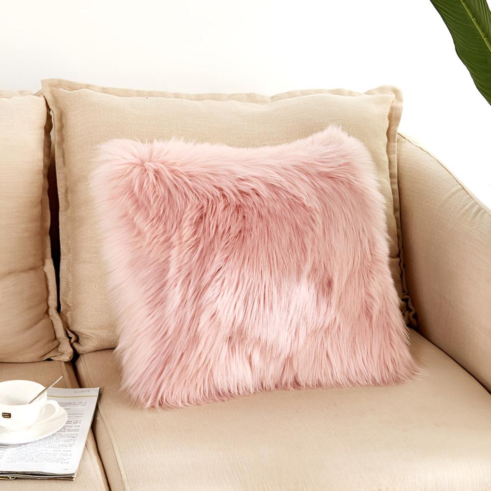 Furry Cushion Covers Blush Pink