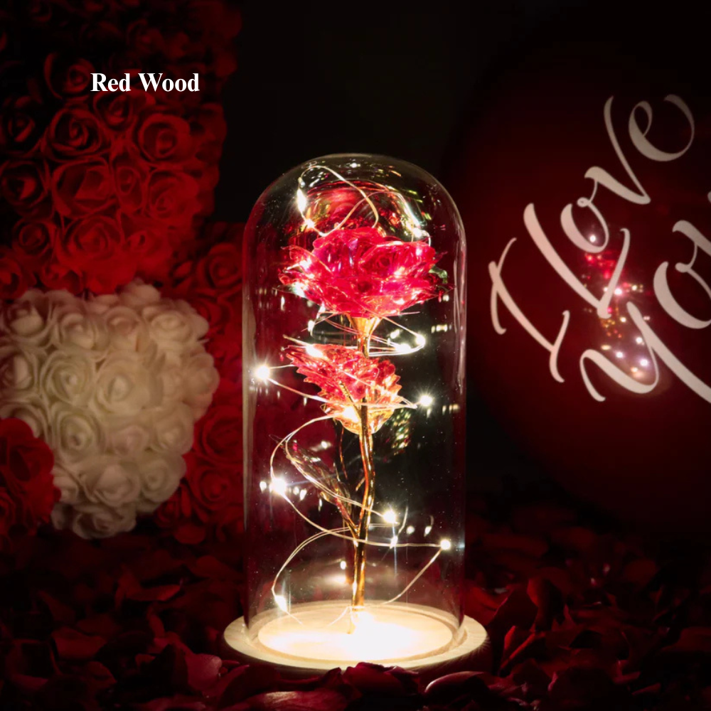 LumiRose™ | Enchanted Sparkly Rose Red Wood