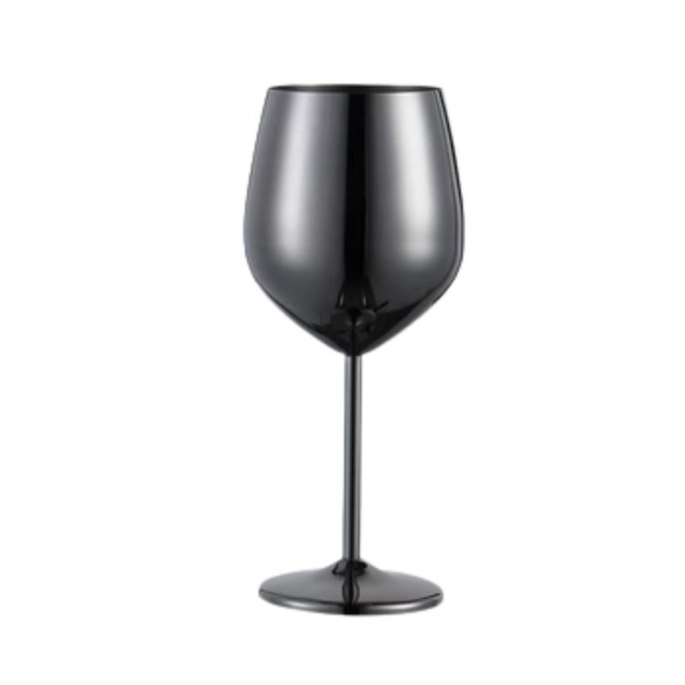 Lustrous Stainless Steel Wine Glass Black 17.05oz 530