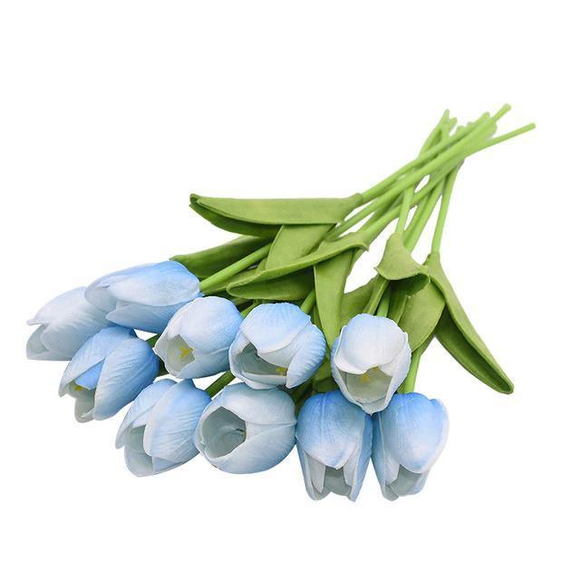 10-Piece Fake Tulips Silk Flowers PowderBlue