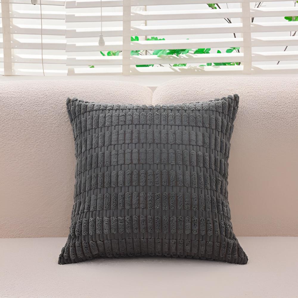 Plush Ridge Cushion Covers Dark Gray