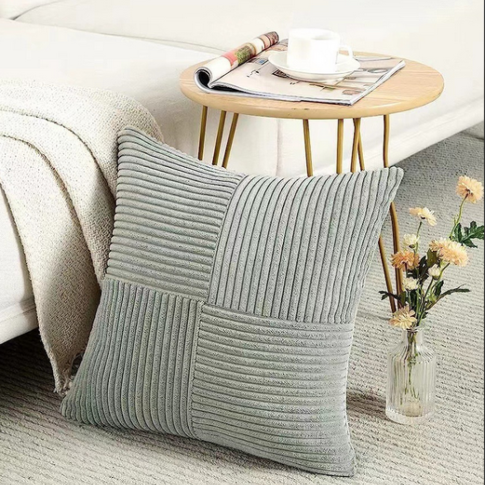 Rustic Corduroy Cushion Cover Gray
