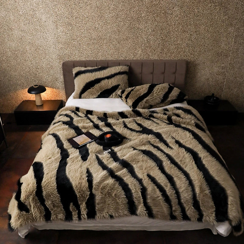 Zebra Faux Fur Blanket