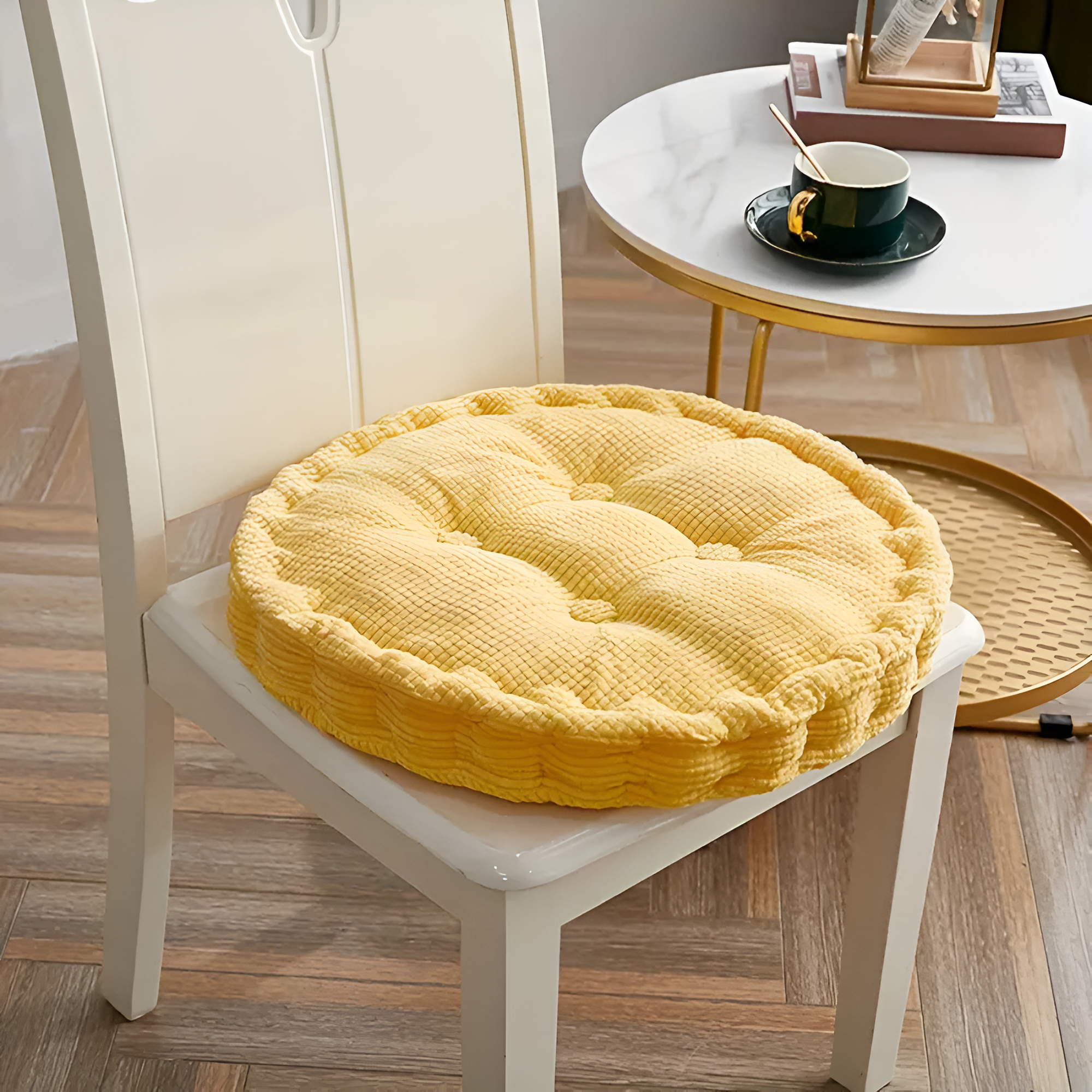 Stackable Corduroy Chair Cushions Corn Yellow