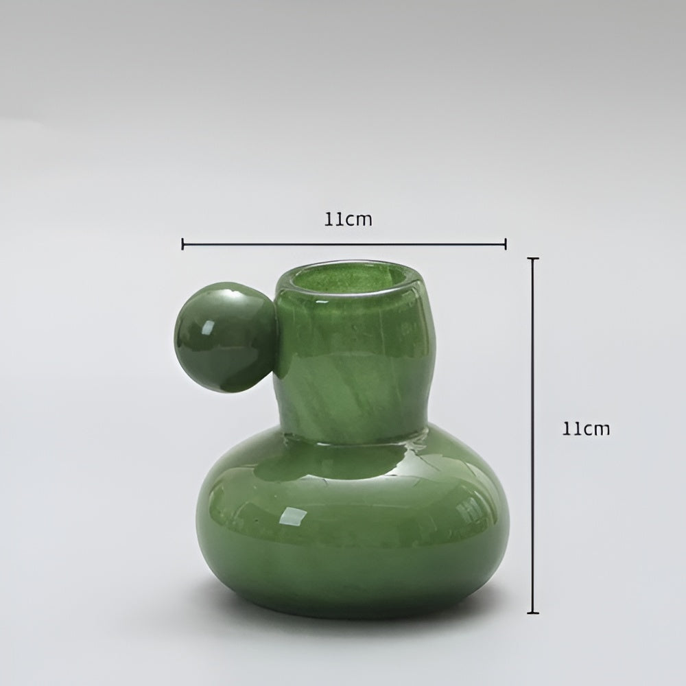 Celestial Nordic Glass Candle Holder Green