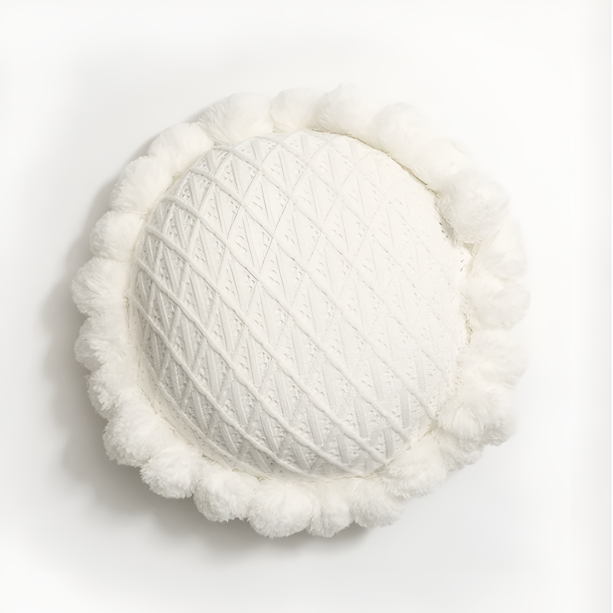 Chic Sunflower Pom-Pom Cushion White