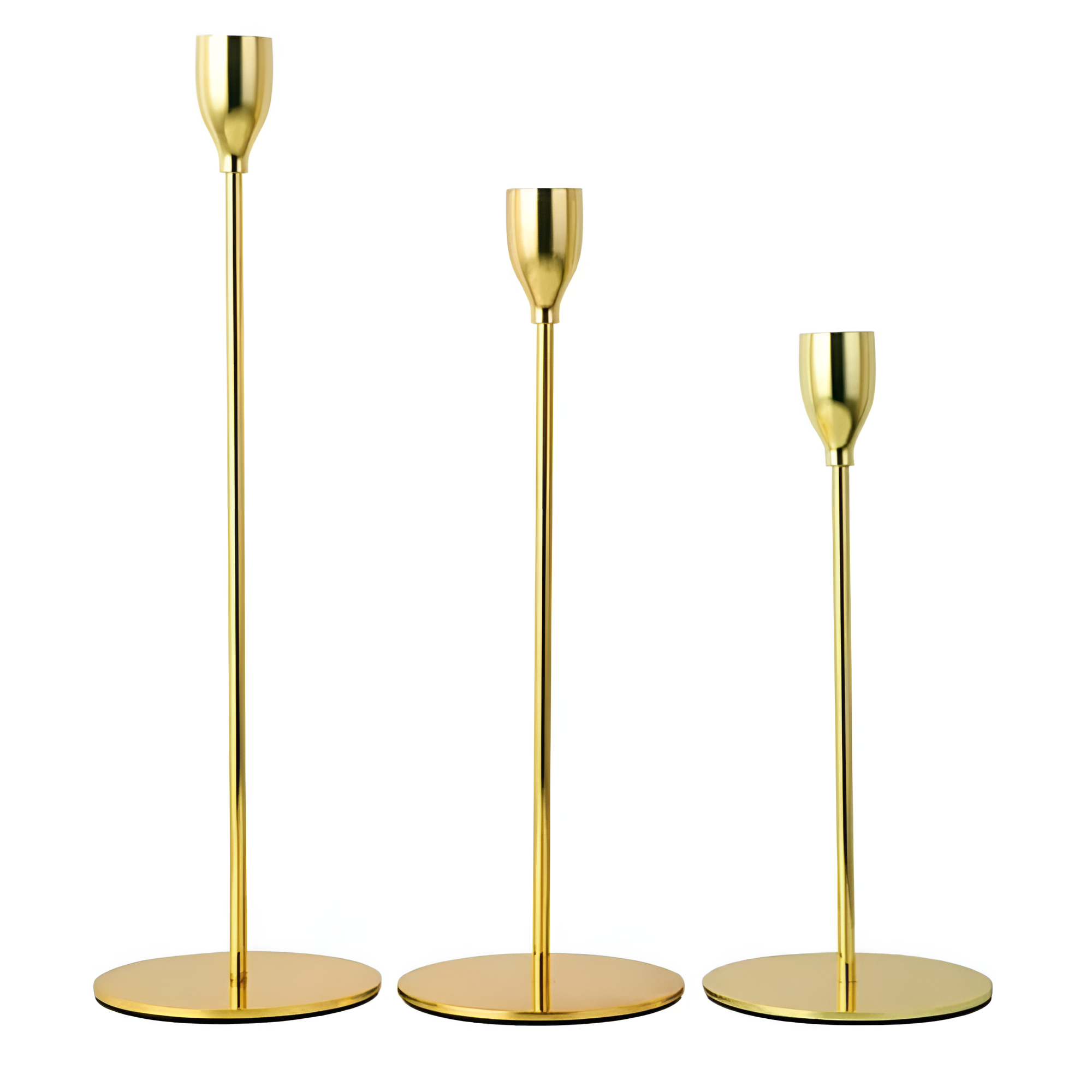 Sleek Metallic Candle Holders | 3 Pcs Set Gold