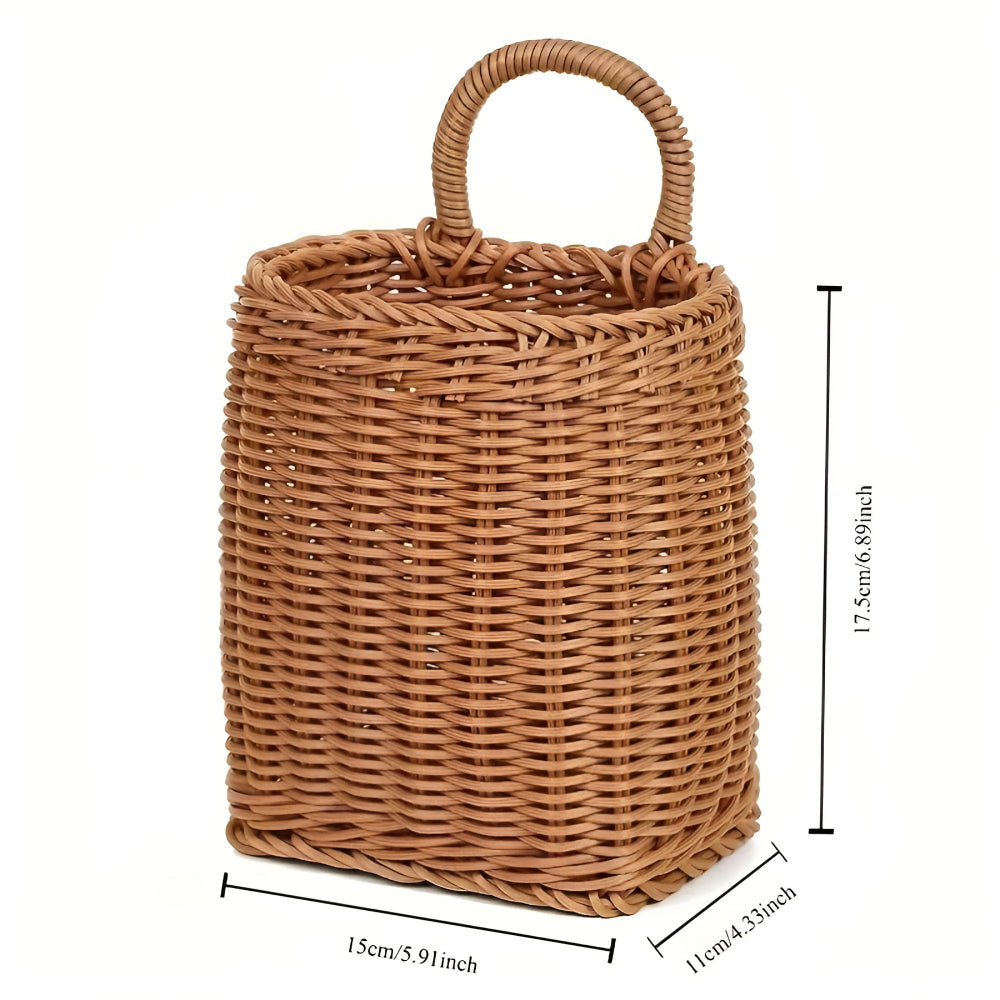 Willow Rattan Woven Storage Basket 6"x4.3"x7"