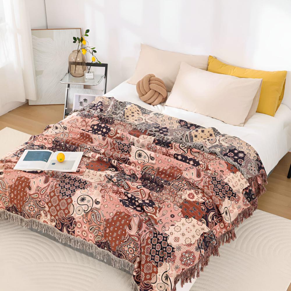 Bohemian Paisley Bliss Blanket Rustic Sunset Paisley