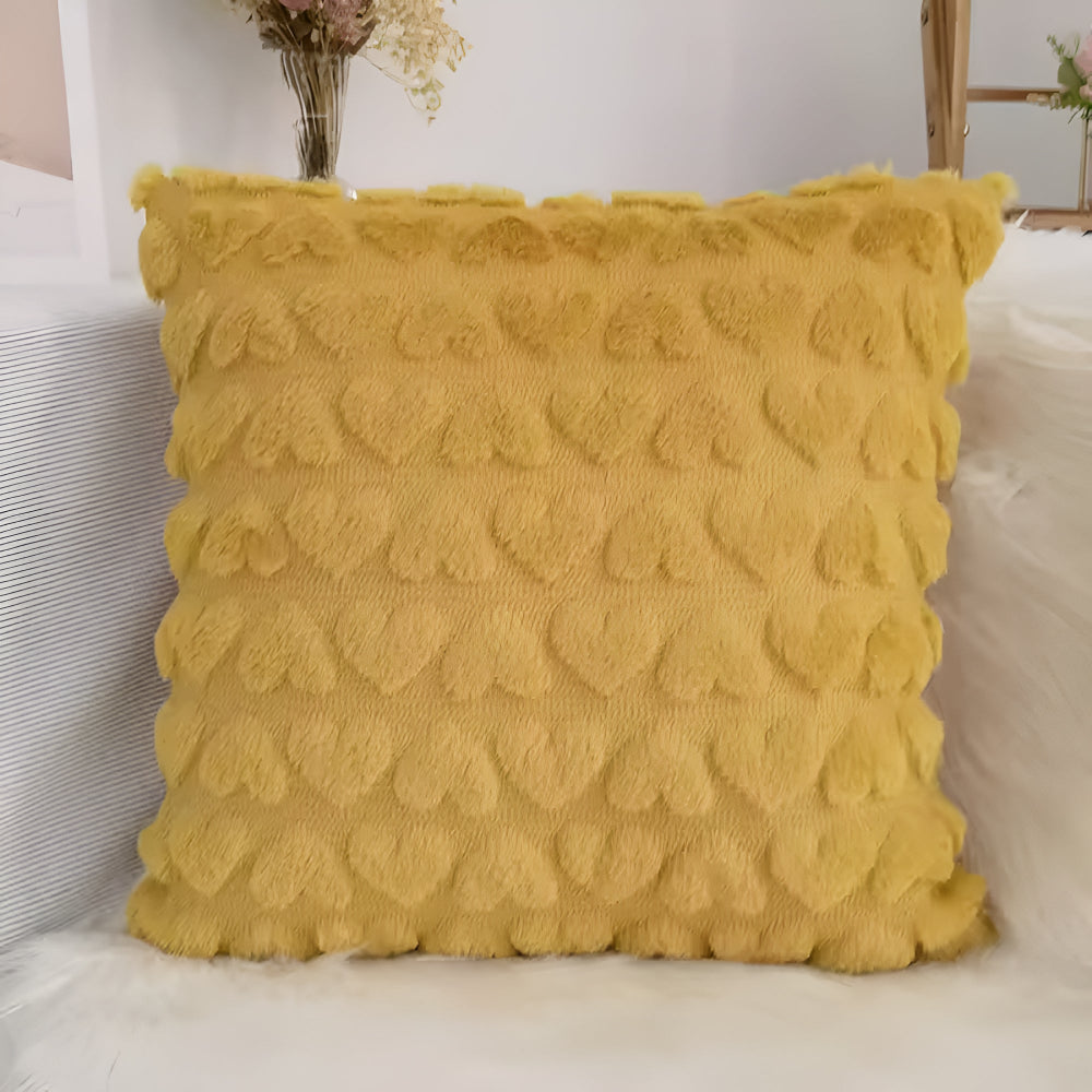 Plush Heart Cushion Cover Sunflower