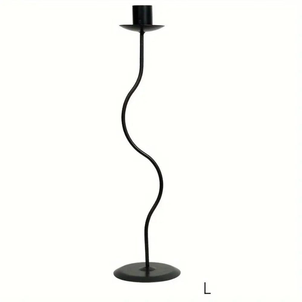 Sculpted Wavy Iron Candle Holder Large (13.5")