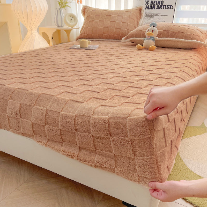 Quilted Velvet Fitted Sheet Coffee