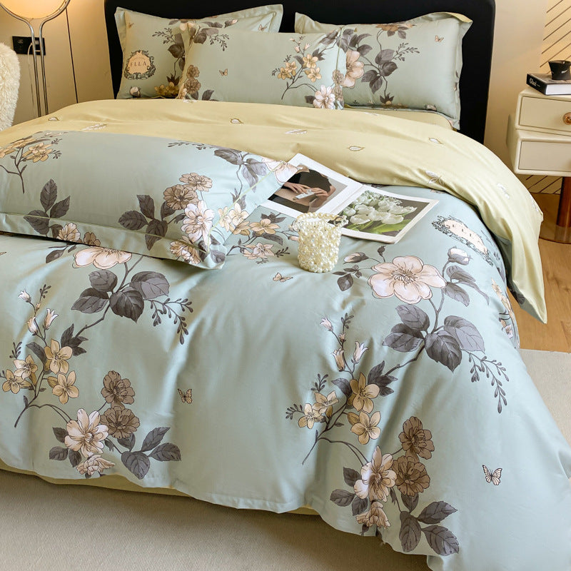Cotton Floral Bedding Set (4PCS) Mint Roses